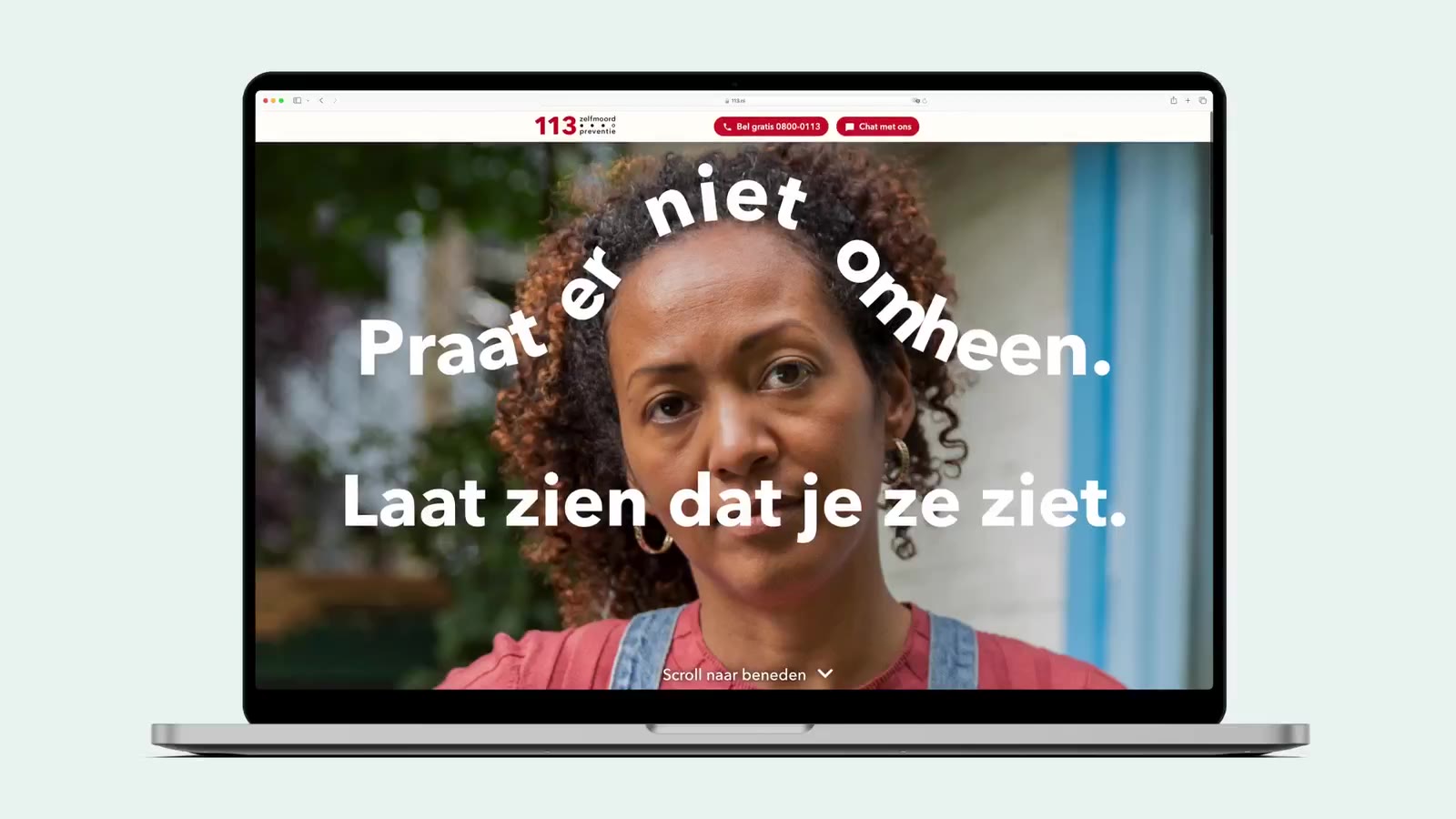 Campaign website for 113 ouders on a laptop