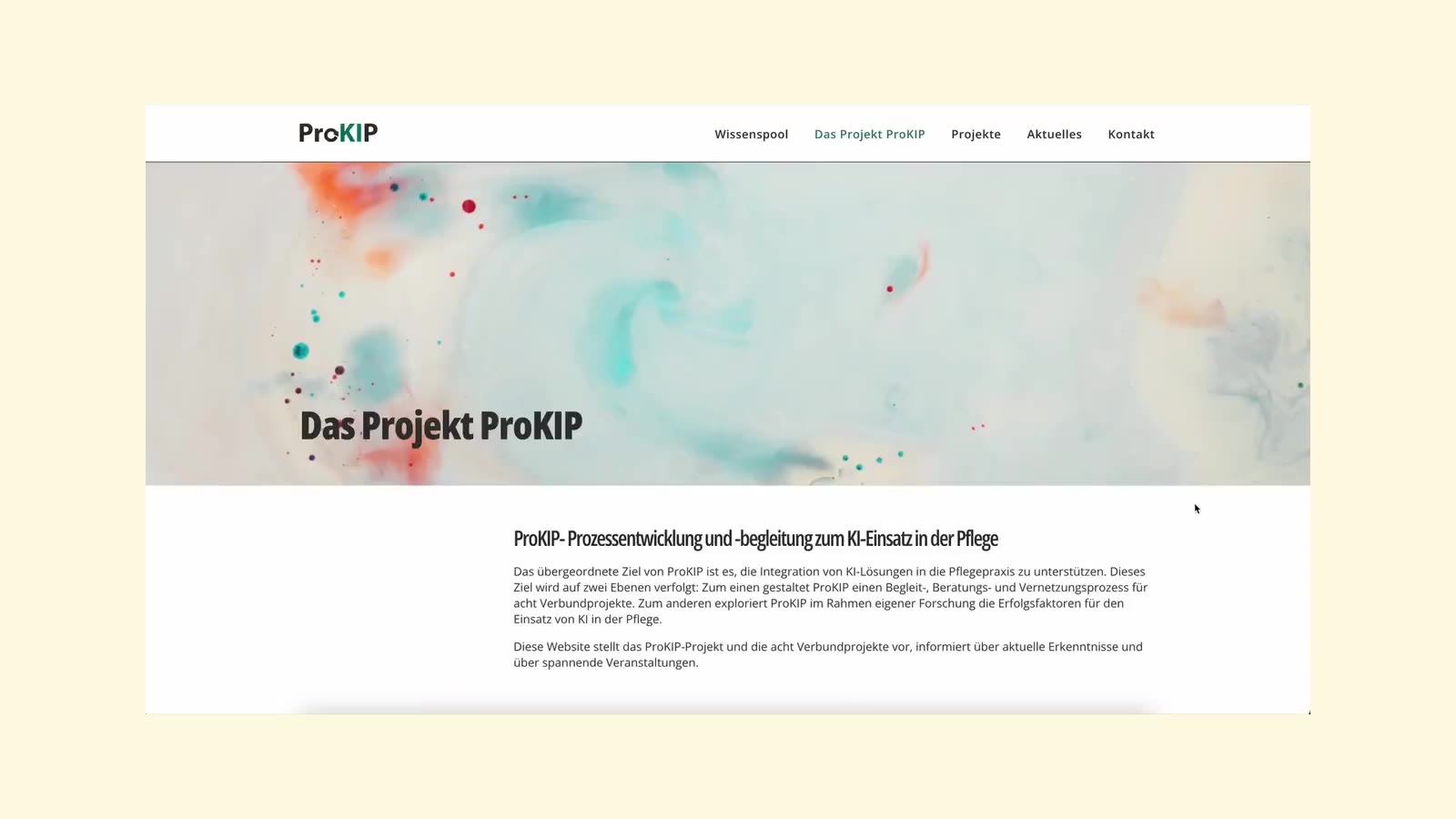 Scrolling through the ProKIP project site